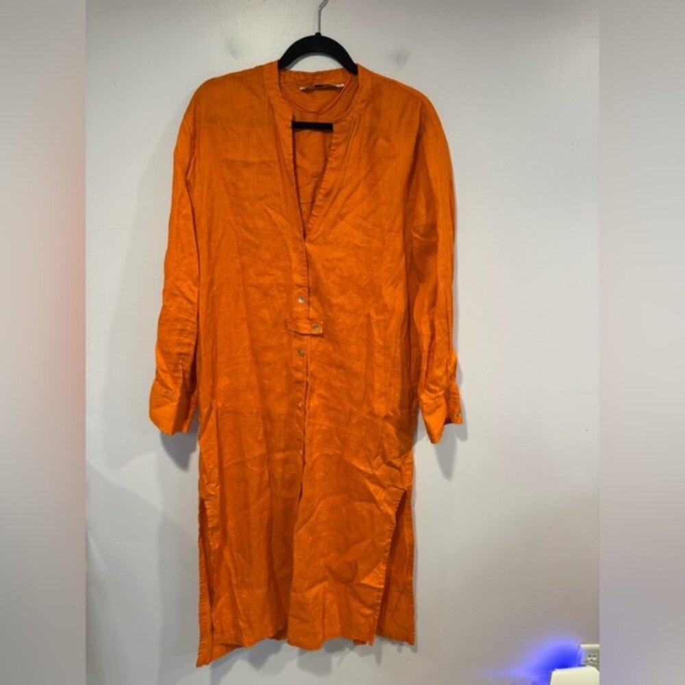 Orange Zara 100% linen maxi dress